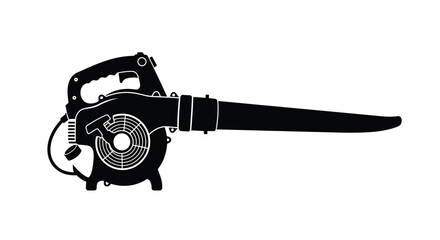 Black silhouette of a handheld leaf blower on a white background © msunny93
