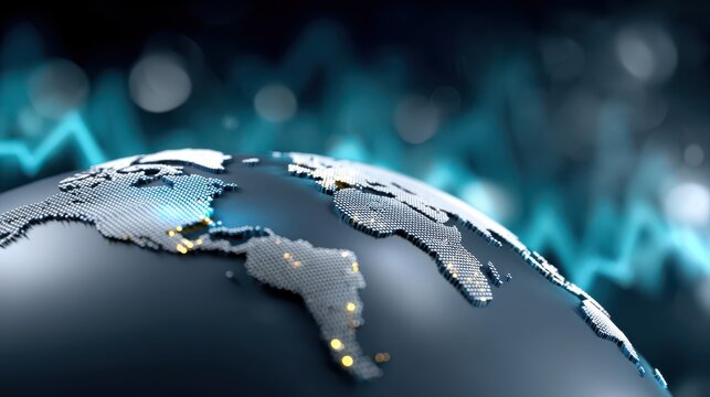International supply chain data globe visualization Futuristic Global Network Data Visualization on Digital World Map Globe, Technology Background