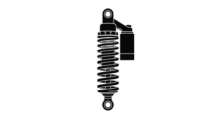 Isolated black and white illustration of a motorcycle rear shock absorber © msunny93