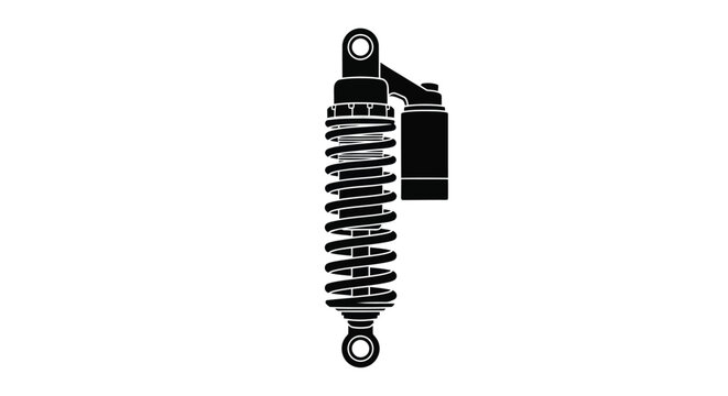Isolated black and white illustration of a motorcycle rear shock absorber