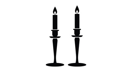 Two black candlestick silhouettes with flickering flames stand upright © msunny93