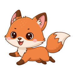 Cartoon llustration of Cute Little Fox Running