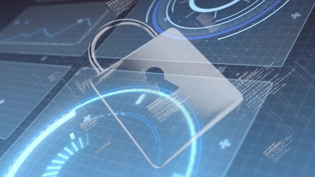 Keyhole tile fading, transforming to padlock, shackle emerging, aligning, indicating encryption