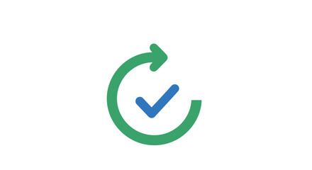 Green Circular Arrow with Blue Checkmark. © Ahmat
