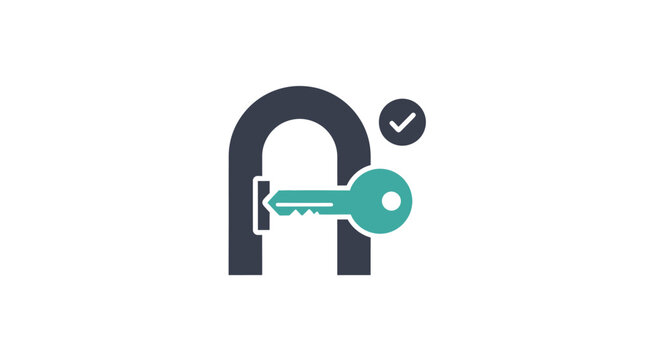Green key unlocking a lock.