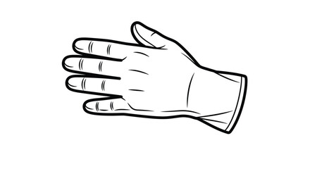 Fototapeta premium A simple line drawing depicts a right hand wearing a glove