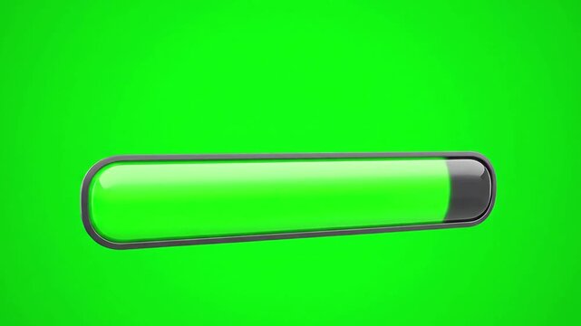 A long, horizontal, neon green progress bar with a black cap on the right side, on a vibrant green background, viewed from directly above