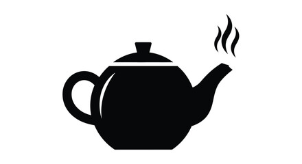 Obraz premium Simple black silhouette of a teapot with rising steam depicted