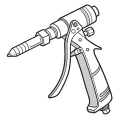 Vector illustration of a hand-held sandblasting gun, isolated on white background, for industrial cleaning and surface preparation. © Wow