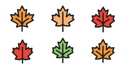 Maple leaf Line art minimal bold color illustration
