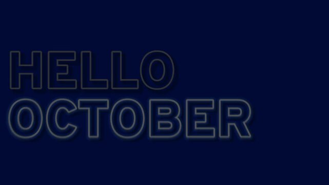 Glowing neon hello october text for autumn theme