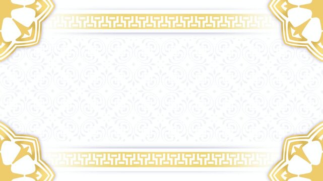 Animation islamic white elegant background with gold mandala and list