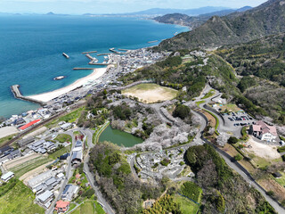 愛媛県伊予市　ふたみ潮風ふれあい公園上空からの風景