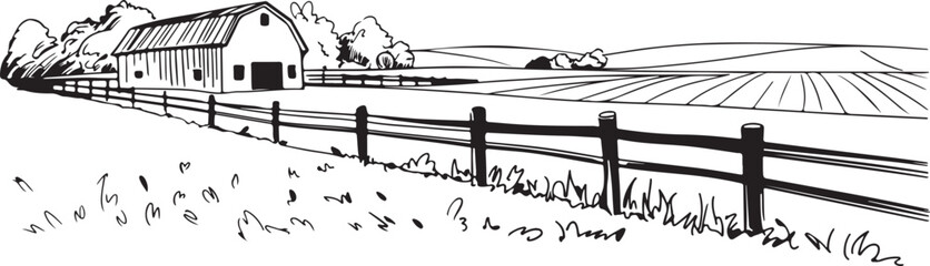 barn vector illustration of agricultural landscape with crops © AIcon Star