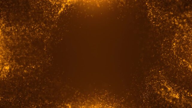 gold particles abstract background with golden shining stars dust bokeh glitter awards dust. 4k seamless loop	
