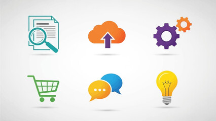 Set of modern business icons including shopping cart and lightbulb © Visionary Vistas