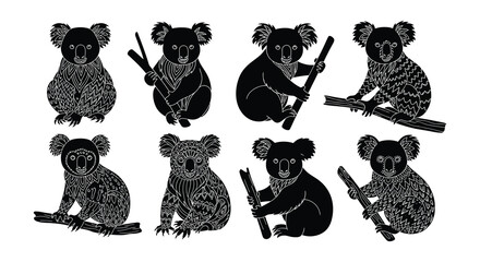 Intricate koala patterns a collection of monochrome animal illustrations © MdNirob