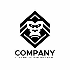 hexagonal line gorilla head vector logo © Syibil