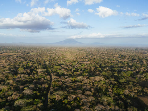 Mombacho volcano on blue sky background