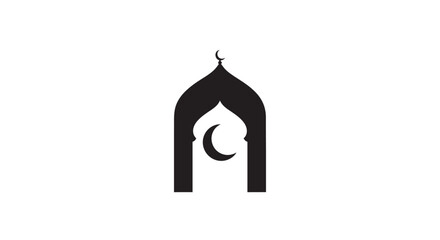 Obraz premium Islamic arch with crescent moon.