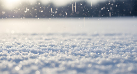 Winter's Embrace: A close-up view of falling snowflakes creating a mesmerizing winter wonderland.
