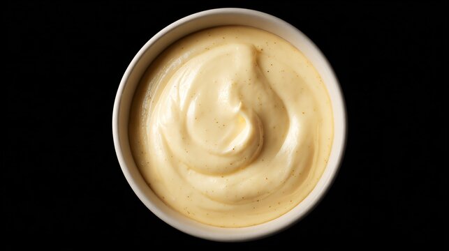 Banana pudding with smooth custard surface, minimalist top view