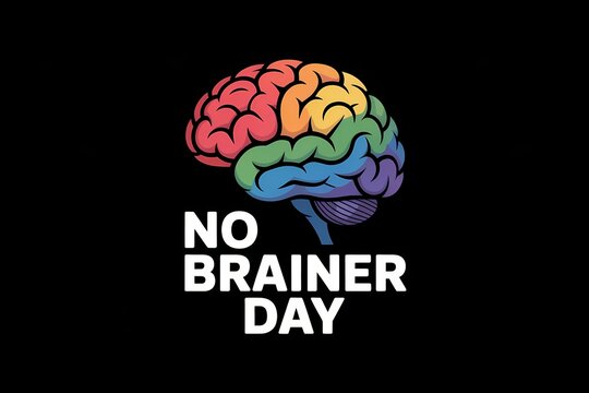 No Brainer Day Concept With Brain Icon On Gradient Background