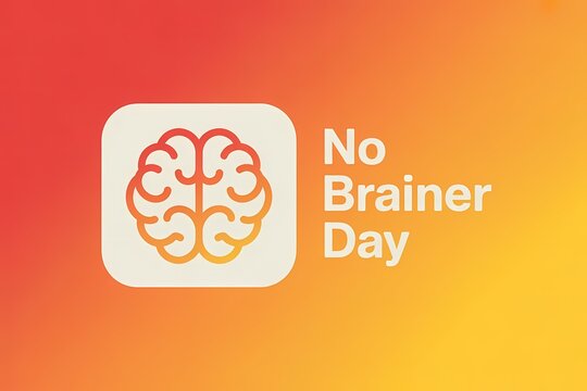 No Brainer Day Concept With Brain Icon On Gradient Background