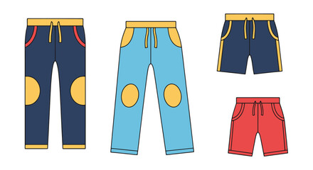 Pajama Pants Line minimal modern color vector