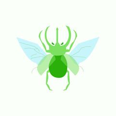 Fototapeta premium Green Winged Beetle Flat Vector Illustration – Wildlife Insect