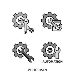 Obraz premium Gear and wrench icons for automation and maintenance, vector set