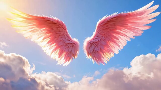 Pink angel wings in sky
