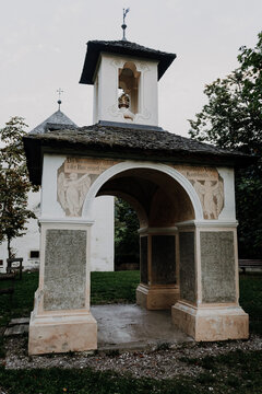 Historical Chapel at Mount Calvary in Castelrotto, South Tyrol &ndash; Sacred Architecture and Religious Tradition in the Dolomites surrounded by Autumnal Nature