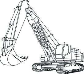 Crawler Crane Silhouette Vector Set Boom Extended with Hook © RAFAD-Studio