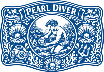Pearl Diver Vintage Badge Vector Design