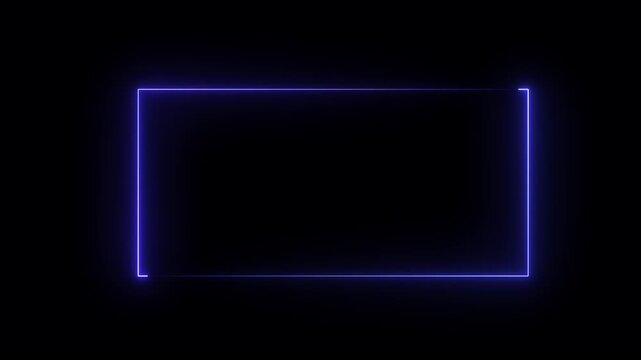 Abstract glowing nion sky collar  rectangle . Seamless loop animation rectangle frame black background  4K video motion graphic. Animated borders frame glowing neon lights loop animation . 