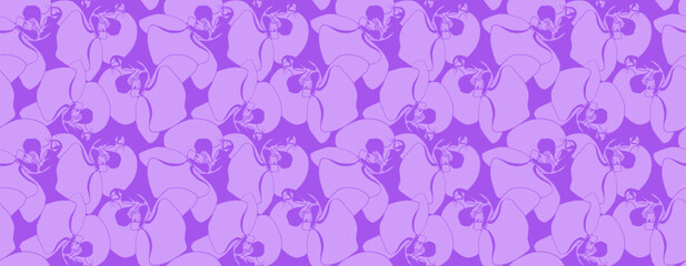 Elegant lavender orchid pattern.  Seamless design ideal for textile prints, wallpaper, branding, and website backgrounds.  Subtle yet sophisticated, this floral motif evokes serenity and style. © SolaruS