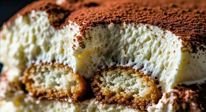 Sensory Indulgence Extreme Close-up of Tiramisu's Creamy Texture