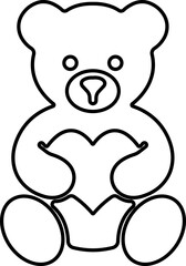 Obraz premium Teddy Bear Icon Cute Plush Toy Animal Symbols in Line Style Vector Silhouette Outline Bundle Pack Isolated on transparent Background