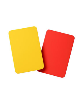 Cart&otilde;es amarelo e vermelho: Os ic&ocirc;nicos cart&otilde;es vermelho e amarelo do esporte, exibidos lado a lado. S&iacute;mbolos de regras, disciplina e dos momentos dram&aacute;ticos do jogo.