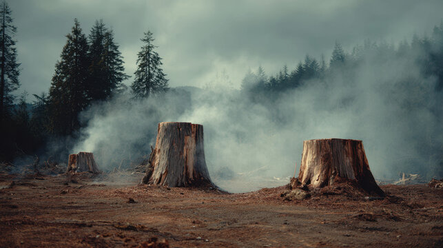 Deforestation causes climate change and increases flood risk in coastal areas warning of environmental damage and loss of forest