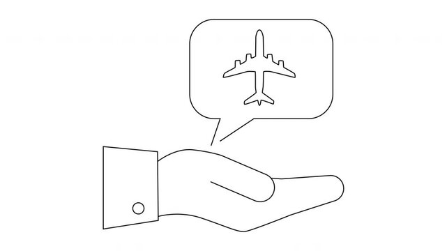 Hand Holding Airplane Icon - Travel and Transportation Concept.