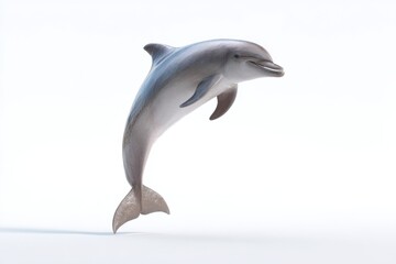 Obraz premium Graceful dolphin in motion against a clear white background