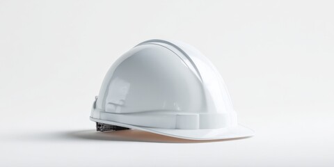 Fototapeta premium White construction hard hat on plain background