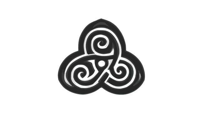Celtic triple spiral symbol isolated on white background. Traditional ancient sacred spiritual triskelion design.