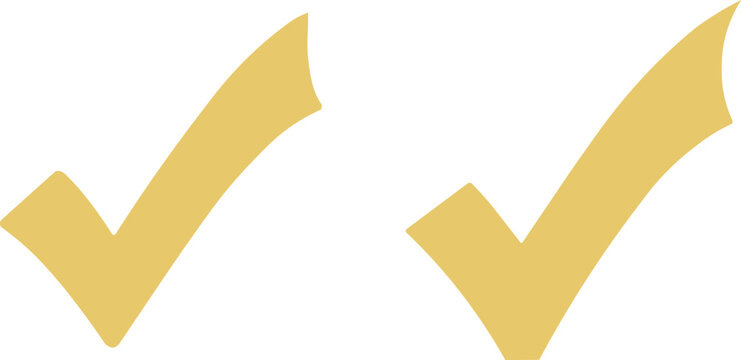  Two yellow check marks on a white background, simple graphic design for approval, confirmation, or success concepts.