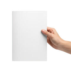 Obraz premium A hand holding a blank white sheet of paper isolated on transparent background