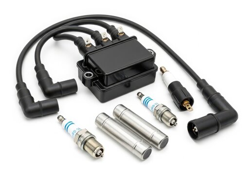 Assorted car spark plugs and wires set with ignition coil pack