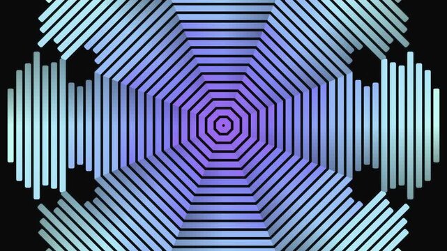 Blue Geometric Shapes Animation on Black Background.
