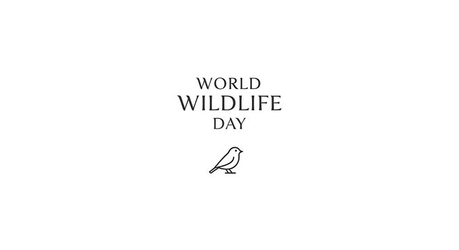 Minimal World Wildlife Day Text with Small Bird Icon